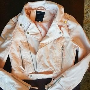 Pastel Pink Leather Crocodile Jacket